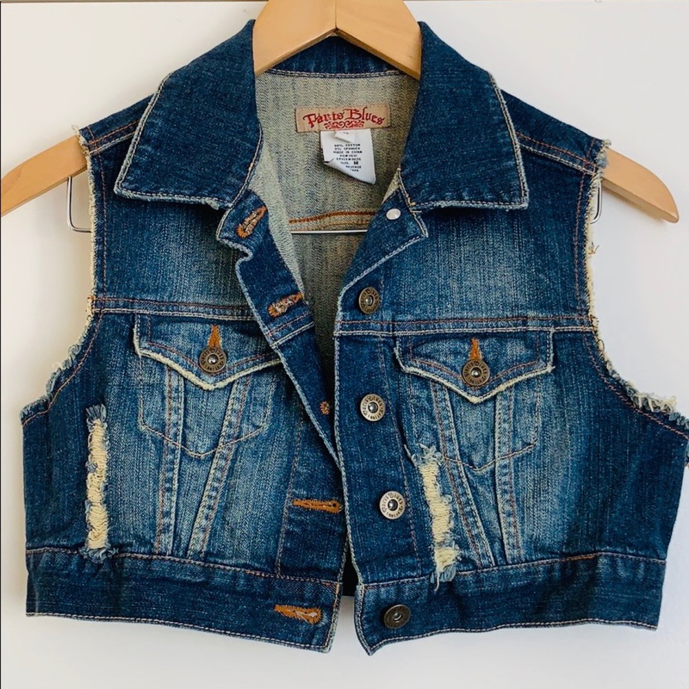 Crop jean vest